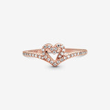 Sparkling Wishbone Heart Ring