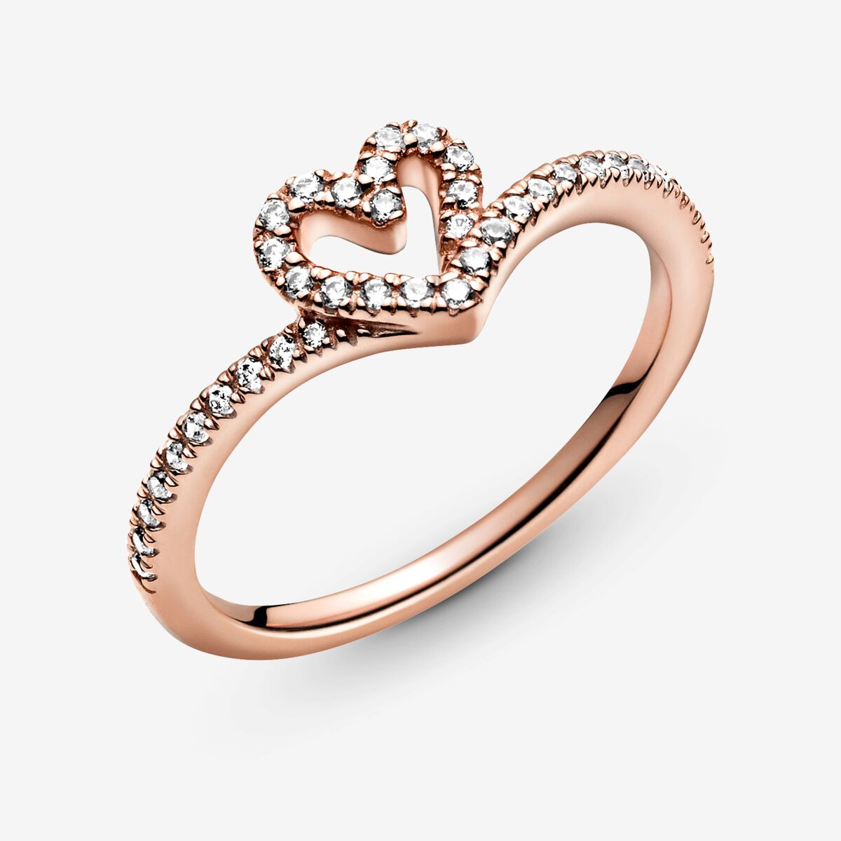 Sparkling Wishbone Heart Ring