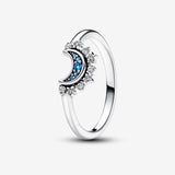 Celestial Blue Sparkling Moon Ring