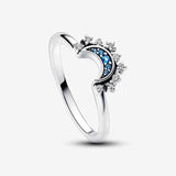 Celestial Blue Sparkling Moon Ring