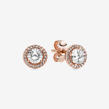 Round Sparkle Halo Stud Earrings