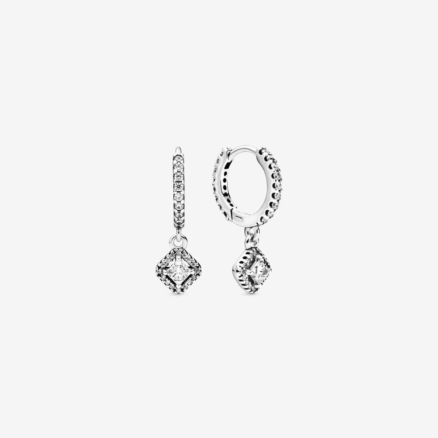 Square Sparkle Hoop Earrings