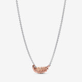 Two-Tone Floating Curved Feather Collier Necklace