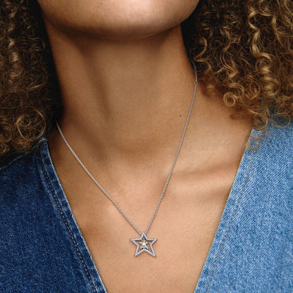 Pavé Asymmetric Star Collier Necklace