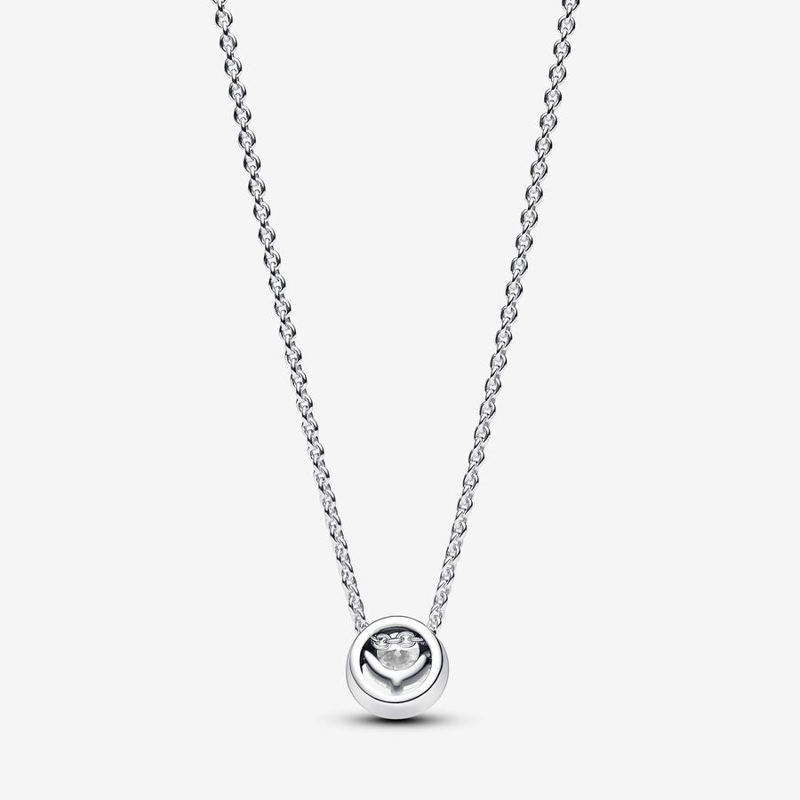 Sparkling Round Halo Pendant Collier Necklace