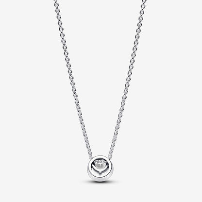 Sparkling Round Halo Pendant Collier Necklace