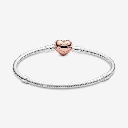 Pandora Moments Pavé Heart Clasp Snake Chain Bracelet