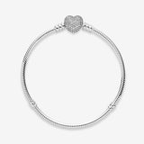 Pandora Moments Sparkling Heart Clasp Snake Chain Bracelet