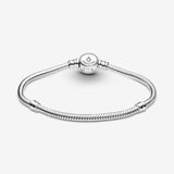 Pandora Moments Sparkling Blue Disc Clasp Snake Chain Bracelet