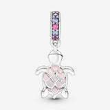 Murano Glass Pink Sea Turtle Dangle Charm