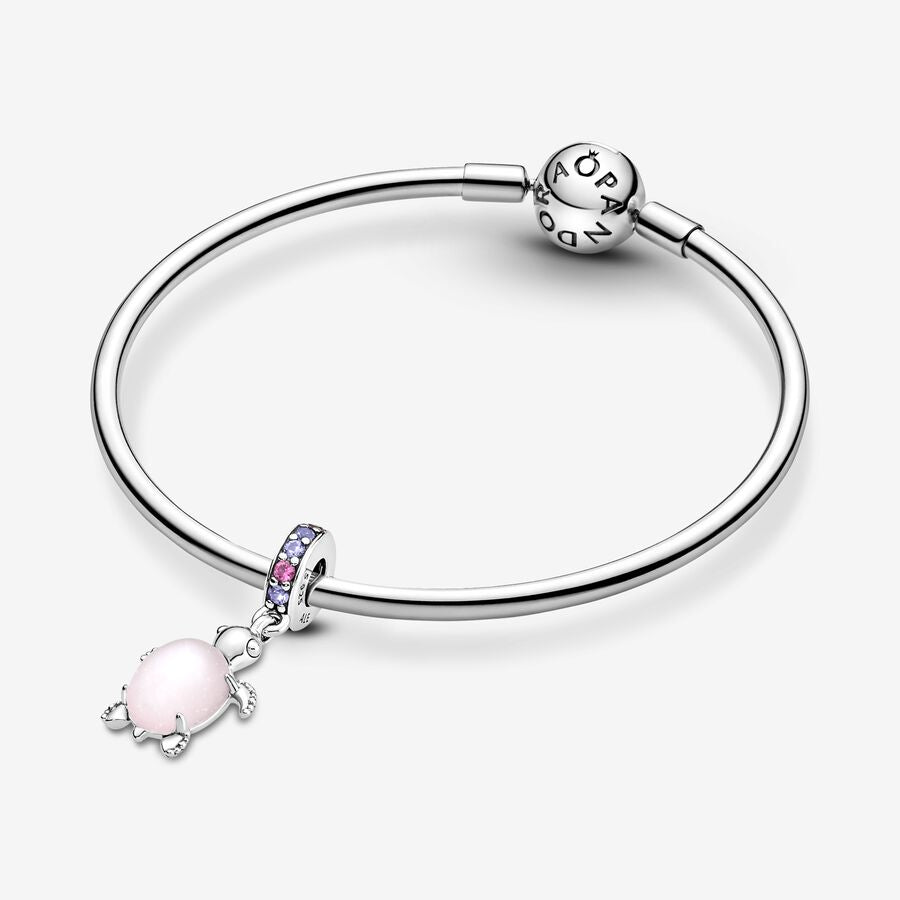 Murano Glass Pink Sea Turtle Dangle Charm