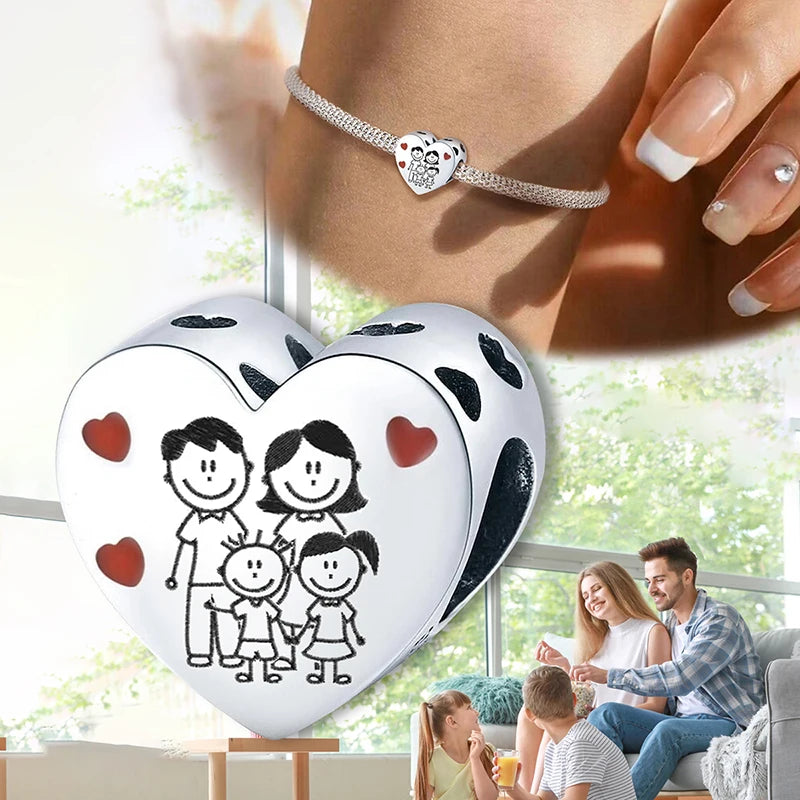 925 Sterling Silver Personalized Love Heart Series Diy Pendant Beads Fit Bracelet Necklace Making Gift Of High Quality Jewelry