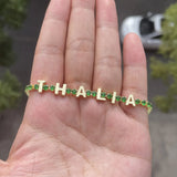 Lulu's Custom 7mm Letters Tennis Chain Bracelet Colorful Zircon Personalized Name Bracelet Women Gift