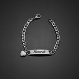 Sifisrri Personalized Custom Name Bracelet For Women Men Stainless Steel Cuban Chain Engrave Date Heart Birthday Jewelry Gift