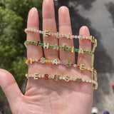 Lulu's Custom 7mm Letters Tennis Chain Bracelet Colorful Zircon Personalized Name Bracelet Women Gift