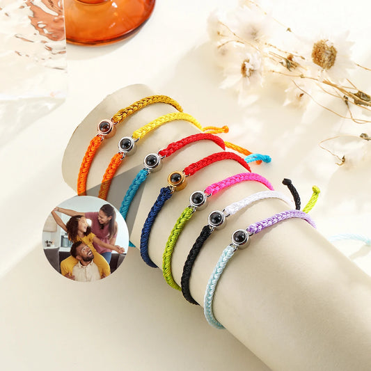 Personalized Customized Photo Projection Bracelet For Women Projection Photo Braid Mixed Color Bracelets Memorial Gift Jewelry